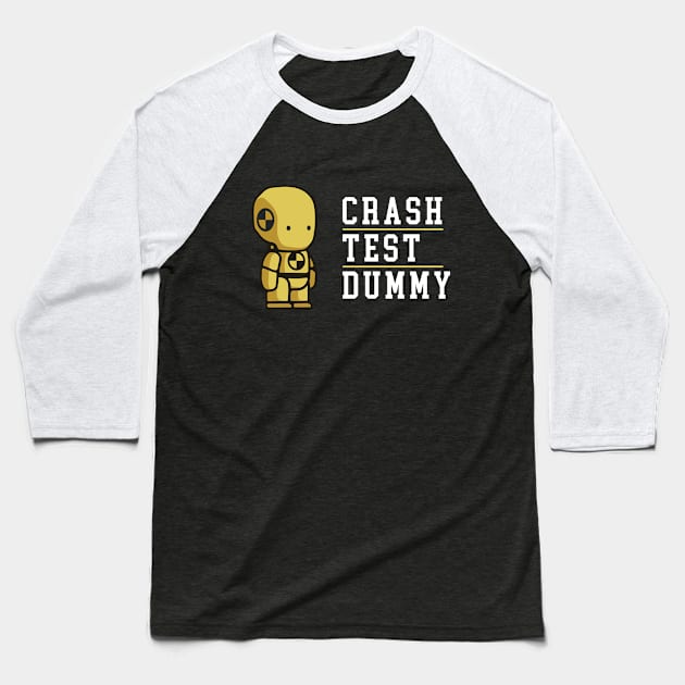 Crash Test Dummy Baby Yellow Safety Testman with White Light Text and Yellow Line Separated Baseball T-Shirt by ActivLife